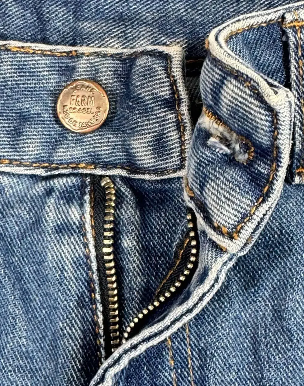 Farm Rio Denim Shorts Size 40 Blue Distressed Cutoff